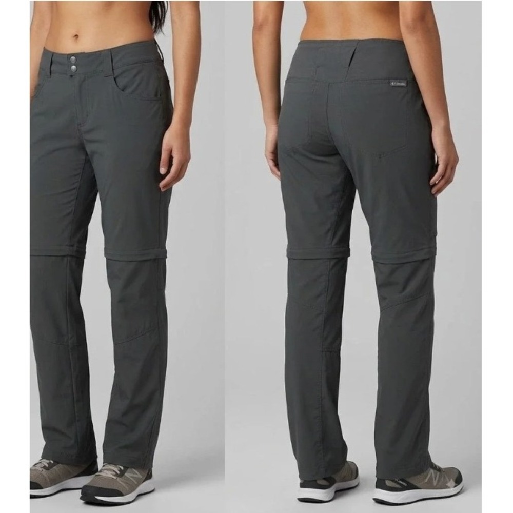Columbia Omni-Shield Convertible Hiking Pants Women 4 Gray Zip Off Trail Outdoor
